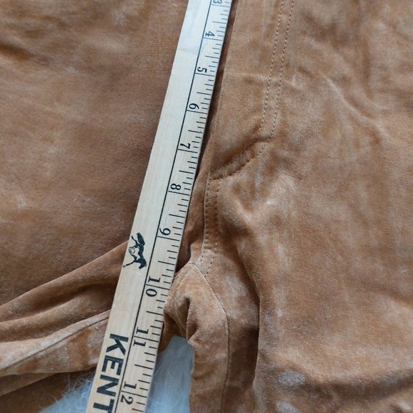Fair Weather Women's Tan Genuine Suede Leather Wide Legs Boot Cut Pants Size: 10 - Picture 6 of 9